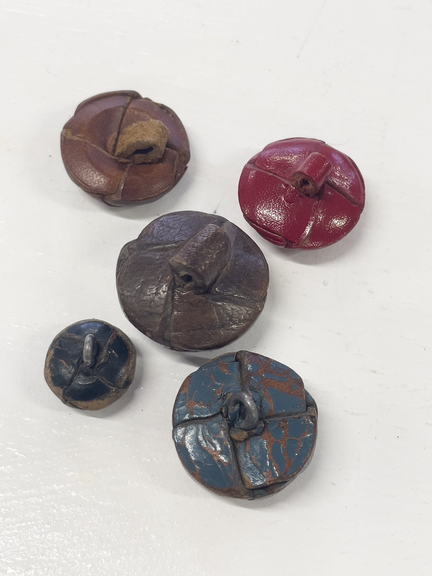leather button & needle tin case