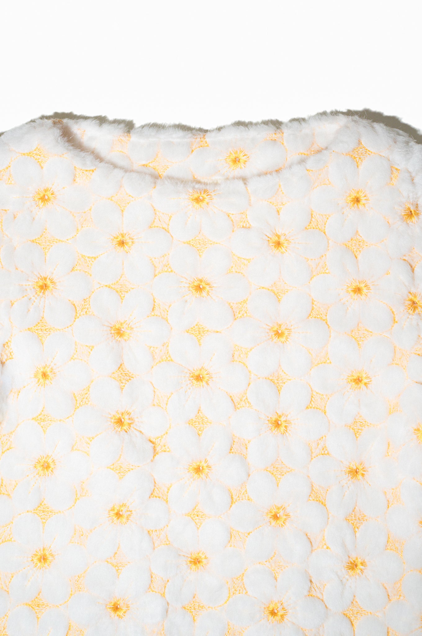embroidered faux fur pullover