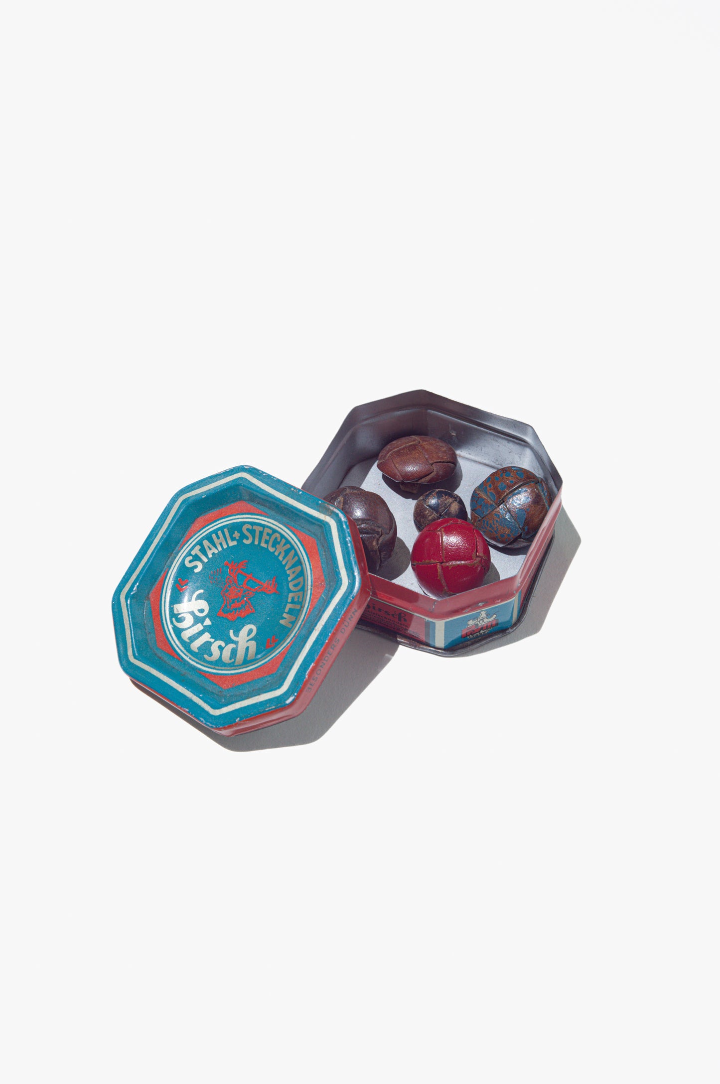 leather button & needle tin case