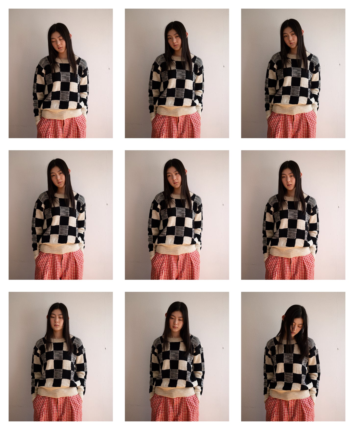 slub gingham knit