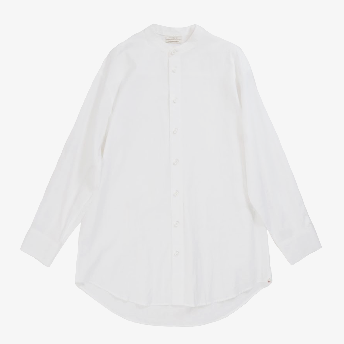 standcollaベルパー stand collar long shirt white